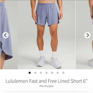 Lululemon Fast and Free Lined Short 6"
Purple Size Medium